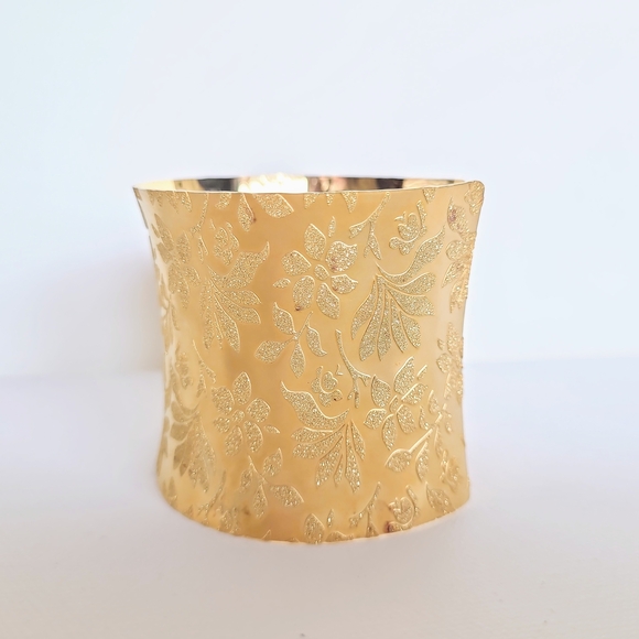 Tocara Jewelry - Tocara Karen Gold Tone Floral Wide Cuff Bracelet Statement